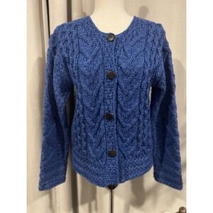 carraig donn‎ cable knit sweater Women's Medium Blue 100% Merino Wool
